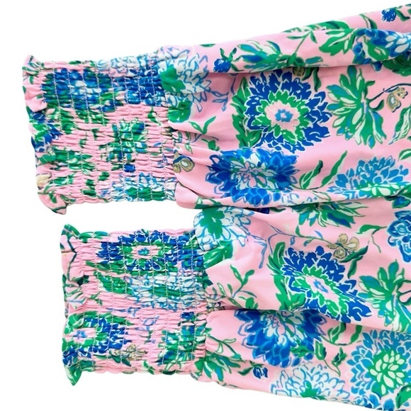 Lilly Pulitzer Cristiana floral long-sleeve dress Conch Shell Pink Rumor Has It - Picture 8 of 16